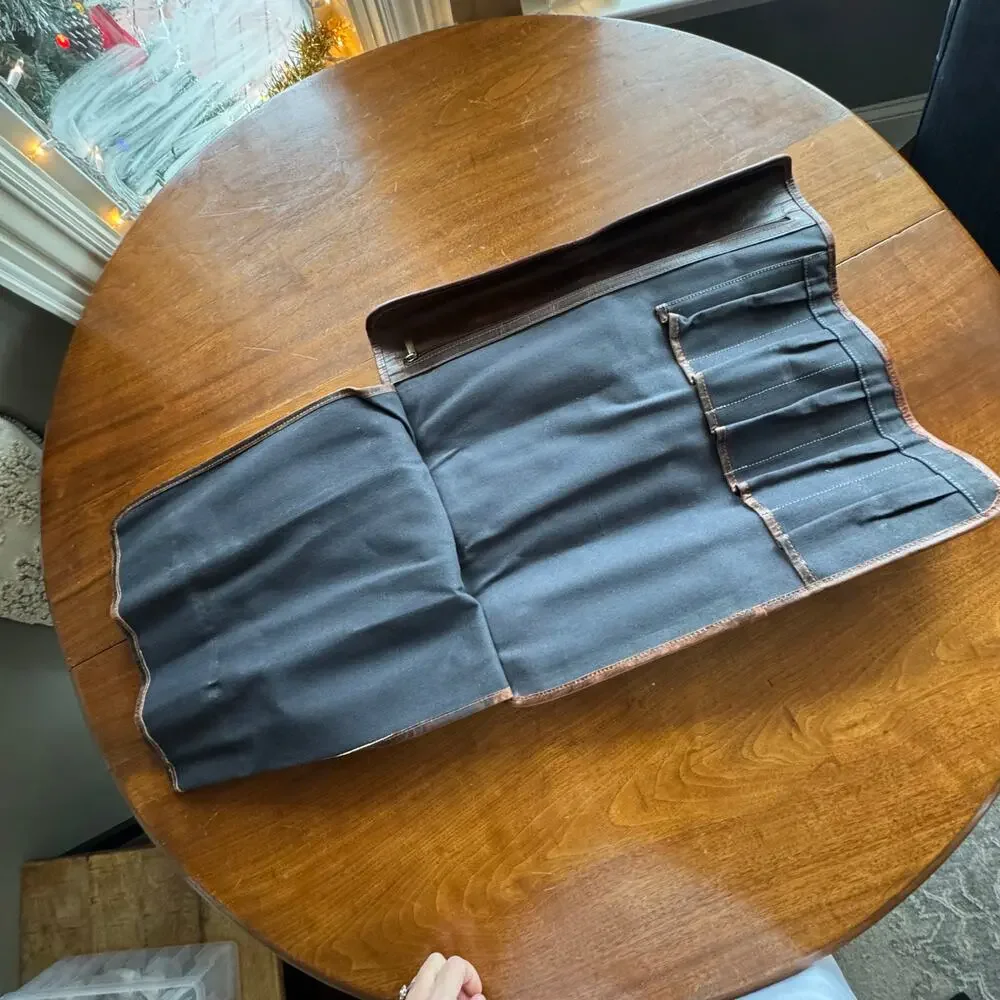 NEW Knife Roll Company Iris‎ Leather Chef Knife Roll Stress Grey 5 Slot